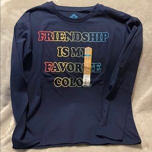 Girls There About long sleeve t-shirt. Color navy blue size large/14.
